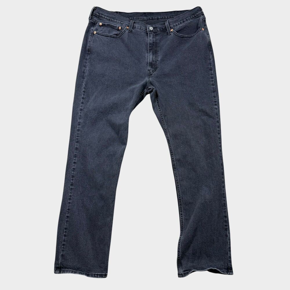 Levi's 514 Straight Fit Mens Jeans 38x32 Black Charcoal Gray Faded Denim - Picture 2 of 8
